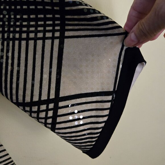 Joseph Ribkoff Stunning Tan Black Plaid Subtle Sequin Jacket 3/4 Sleeve Size L - Picture 11 of 13